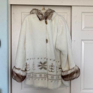 NWT Goldwater Creek Faux Fur Winter Coat with Hood and Lining